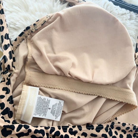MICHAEL KORS SURPLICE ONE PIECE SWIMSUIT SPOTTED CHEETAH Leopard Swimwear sz 8 M - Picture 9 of 10